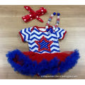 2015 hot sell baby girl July 4th chervon star romper with matching headband and necklace